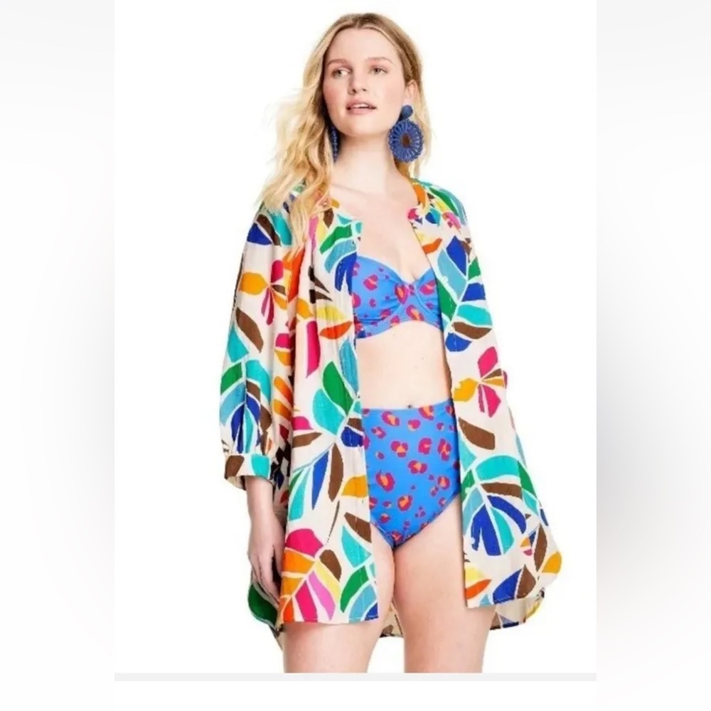 tabitha brown botanical dress Print Cover Up Shirtdress for Target Womens M Palm Leave Colour:Plum